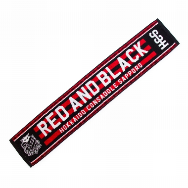 Towel muffler RED AND BLACK STRIPE
